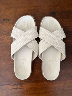 Joie Cream Crisscross Slide Sandals
